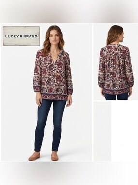 Lucky Brand V-Neck Blouse Small